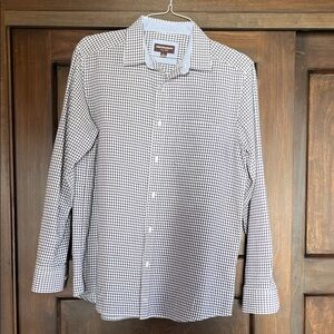 Johnston & Murphy Black and White Checkered Shirt